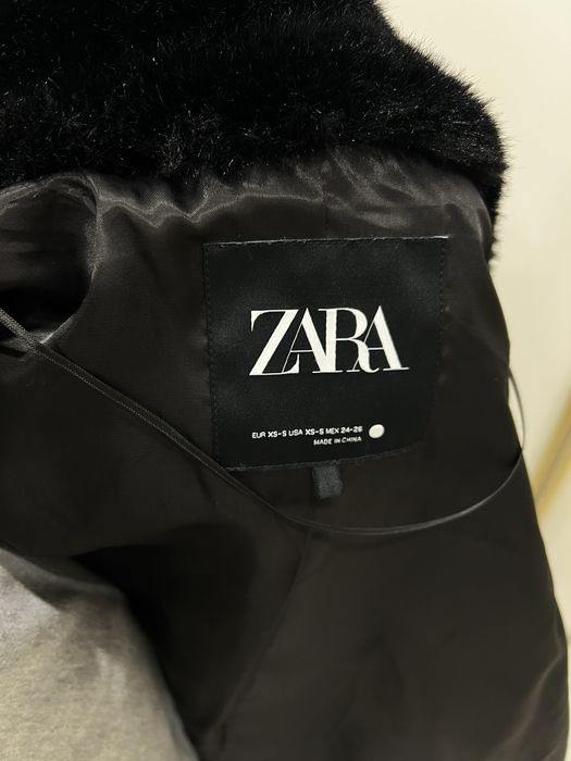 Чорна шубка ZARA (Оверсайз) Xs-S