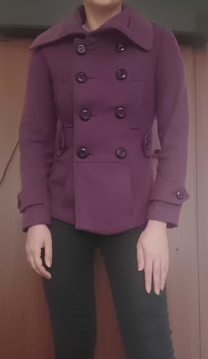 Płaszcz fioletowy New Look 36 S 55 % wełny