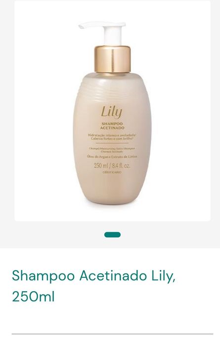 Champoo, condicionador e sabonete liquido acetinado Lily