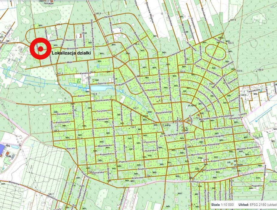 Działka leśna 1305 m² z PEŁNYMI MEDIAMI i projektem domu – Sokolniki