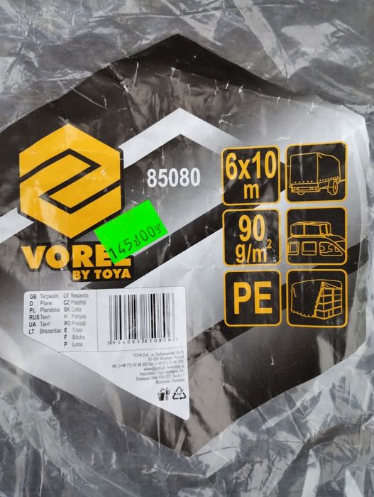 Plandeka 6m x 10m jak nowa