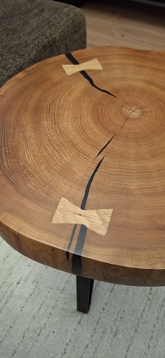 Stolik kawowy z plastra. Fi 50 cm. Handmade.