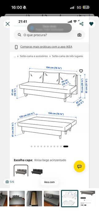Sofá-cama novo Ikea
