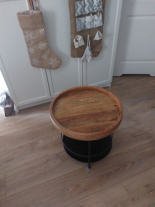 Stolik metalowo-drewniany