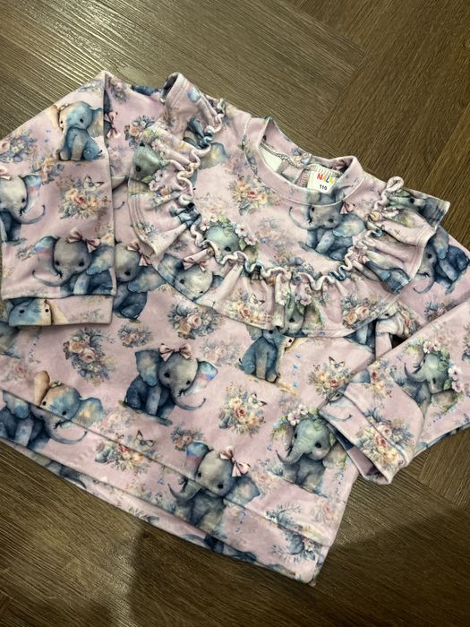 Bluza welurowa Taniko rozmiar 110 słoniki