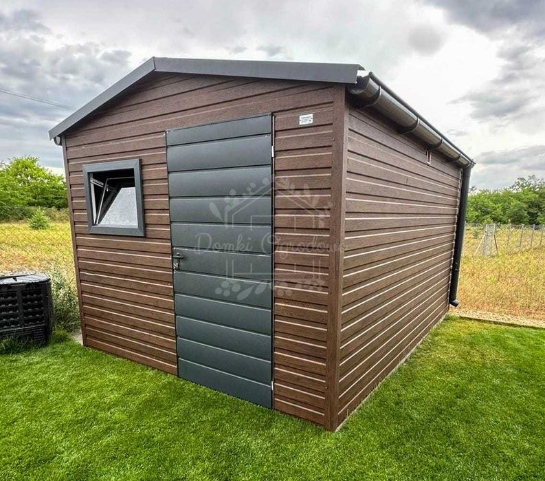Schowek - domek ogrodowy 2,7x3,5mciemny orzech  drewnopodobny  ID1047
