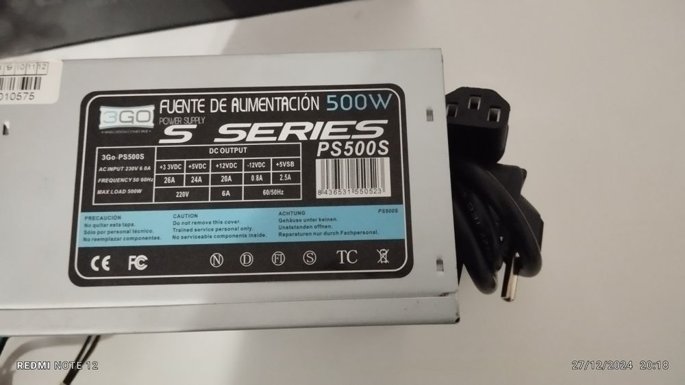 500W PC Power Supply with Two 6-Pin Graphics Adapters64740941235843121