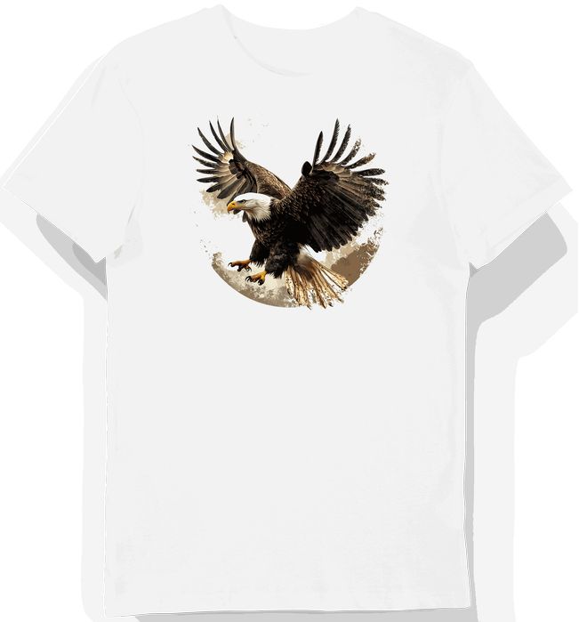 Koszulka męska biała z nadrukiem bielika o brązowo-białych piórach M
