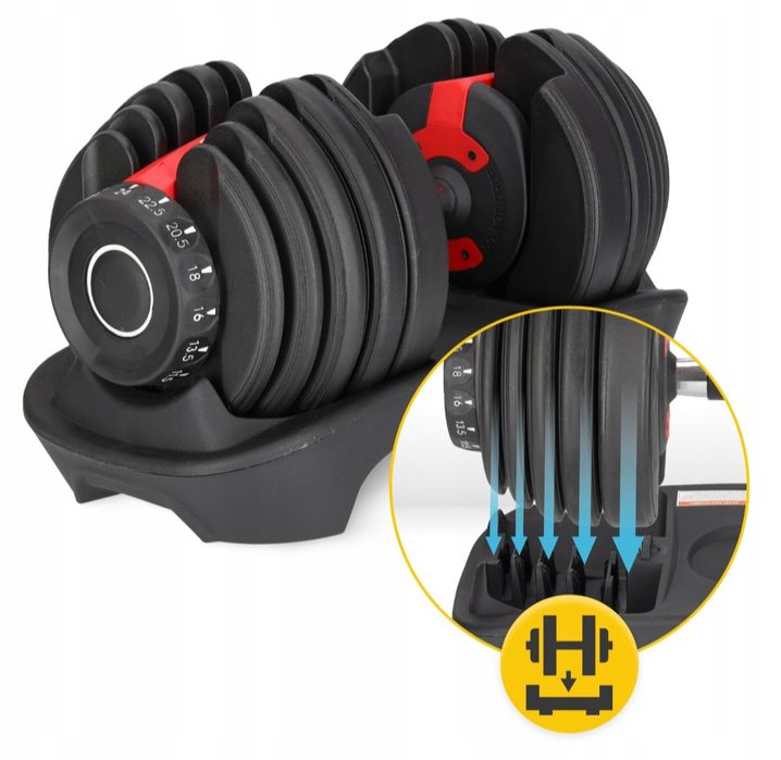 Регульовані тренажерні гантелі 24кг 4FIZJO •Гантелі регульовані