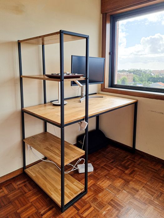 Secretária - estante em carvalho maciço e metal - Hiba - La Redoute