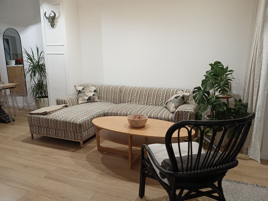 Sofa skórzana Ikea (narożnik) + pokrowiec Dekoria