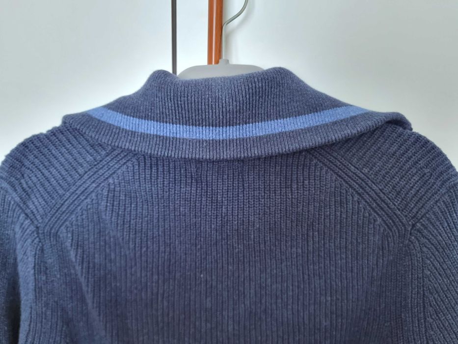 Salsa 100% algodão | Camisola azul com detalhes na gola e mangas, tamanho M