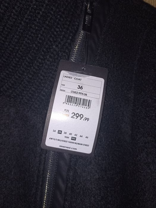 Nowy płaszcz wełniany Reserved roz. 36