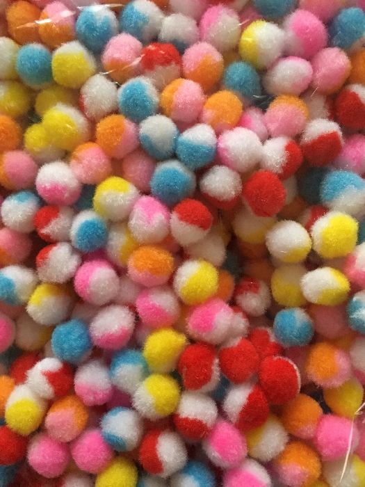 Помпони міні кольоровий мікс 8-10мм, 100шт/уп