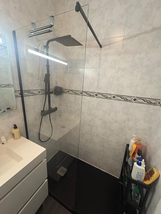 Painel de duche em vidro fixo