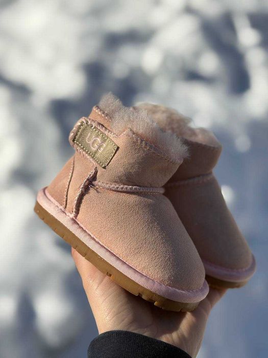 Дитячі UGG Toddler Grey, Pink mini р.14-18 повністю натуральні