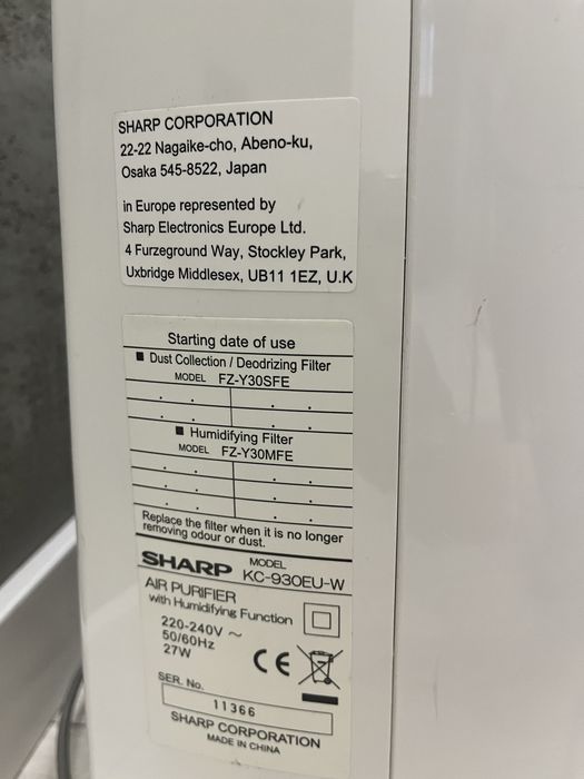 Sharp KC 930 EUW oczyszczacz nawilzacz