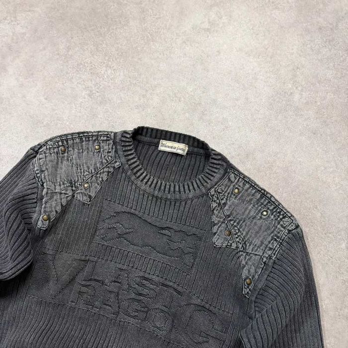 Vintage Sweter Y2K Jumper Knit Sweater Ćwieki Swag Japan Trendy