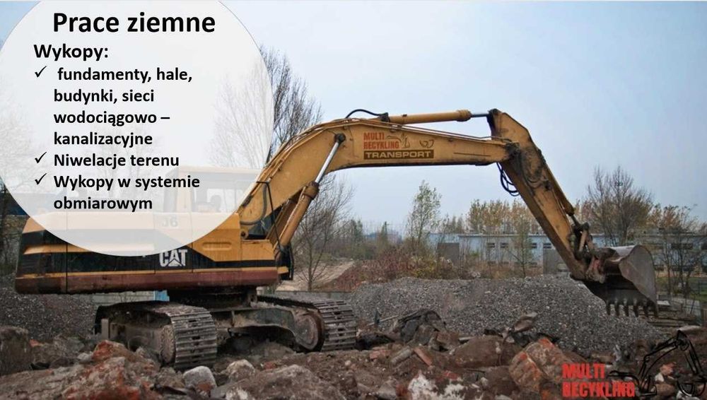 Usługi koparko-ładowarką, roboty ziemne, transport i sprzedaż kruszyw, piach, ziemia