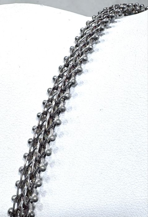 Conjunto de lindo colar e pulseira vintage em prata com turquesas