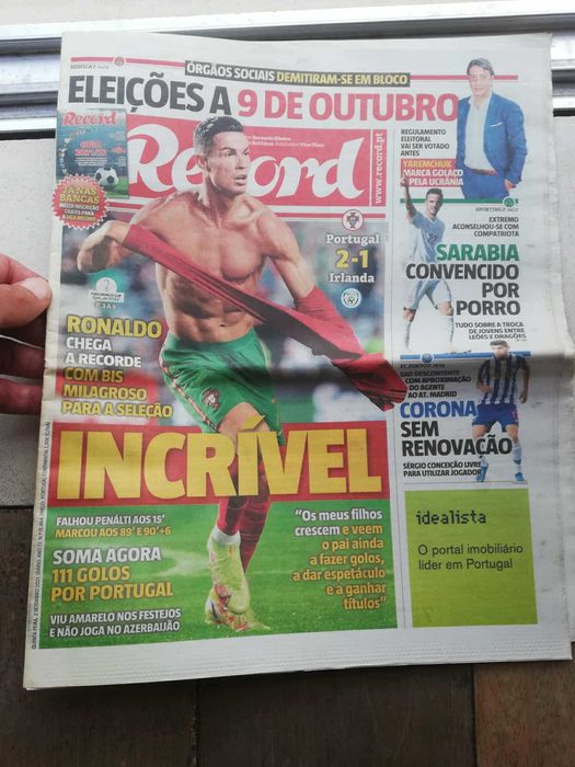 Jornais históricos Cristiano Ronaldo e Portugal