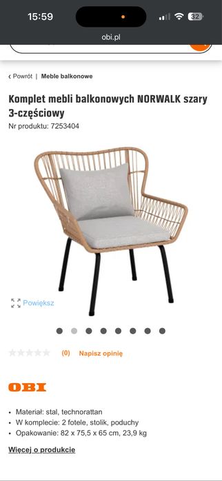 Komplet mebli balkonowych , ogrodowych badz do mieszkania 3 czesciowy