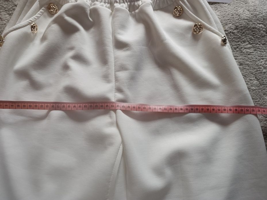 Nowe spodnie szerokie damskie, biel roz uni, M,L,XL