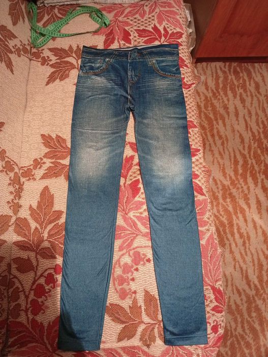 Лосины женские теплые, принт джинс