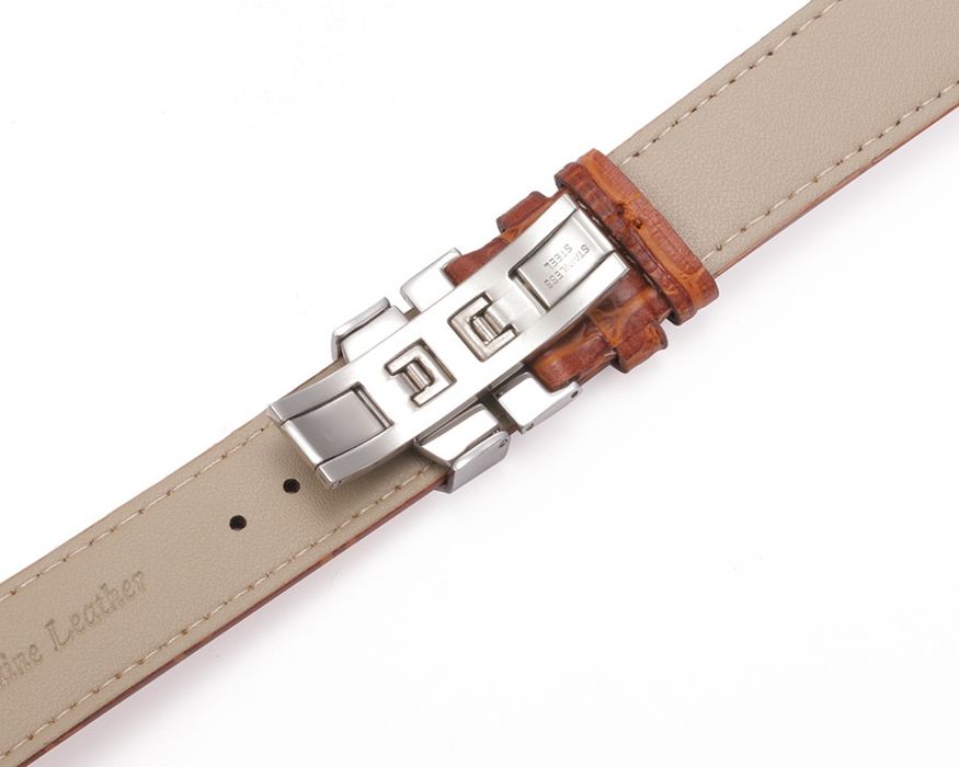 Bracelete Relógio Pele 20mm 22mm Fecho Borboleta