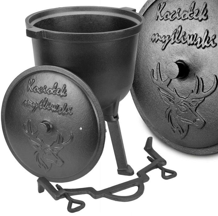 Kociołek myśliwski żeliwny 4L 5l 8L 10L 15L garnek ognisko grill