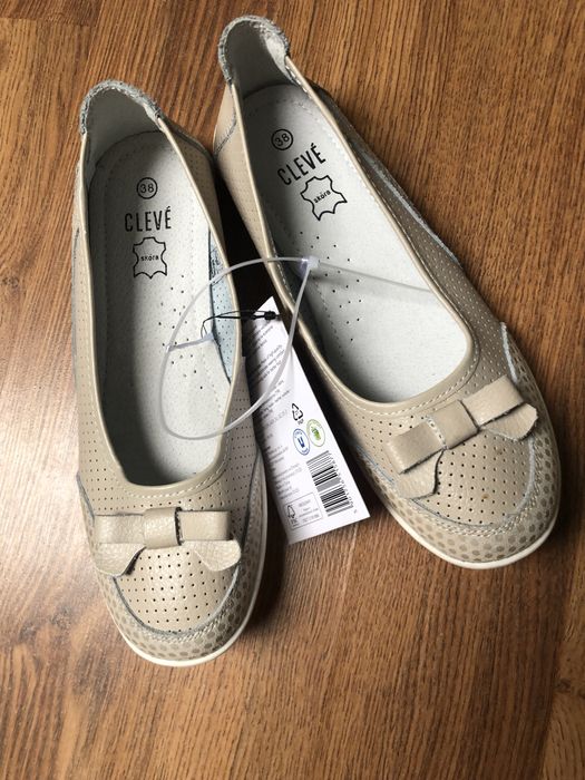 Baleriny balerinki buty damskie skórzane 38 beżowe bardzo wygodne