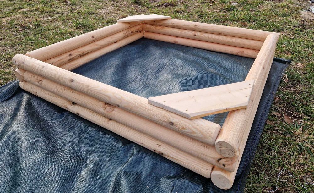 Piaskownica drewniana z bali toczonych TRWAŁA I SOLIDNA DOWOLNY WYMIAR
