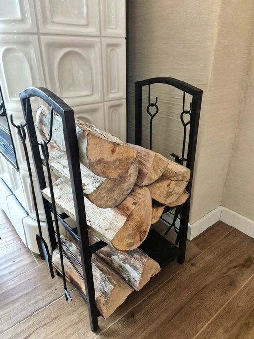 Metalowy Stojak Na Drewno Kominkowe Akcesoria Czarny  Loft