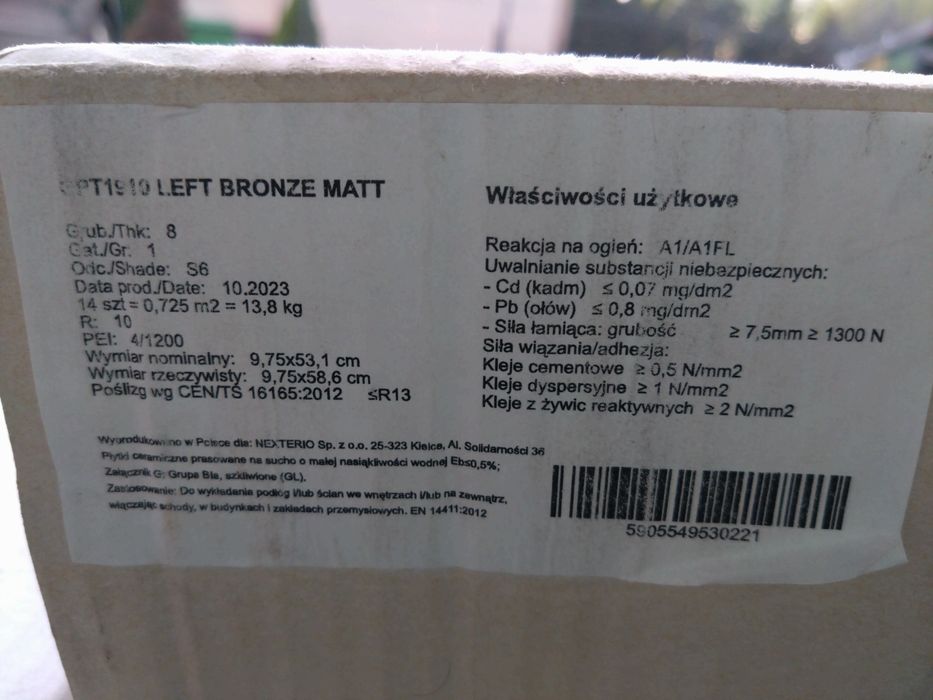 Sprzedam płytki Gres Rustic Bronze CHEVRON jodełka francuska gatunek 1