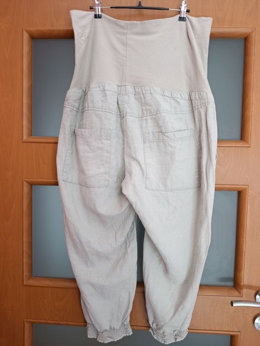 Lniane spodnie ciążowe H&M Mama len bawełna 44 XXL
