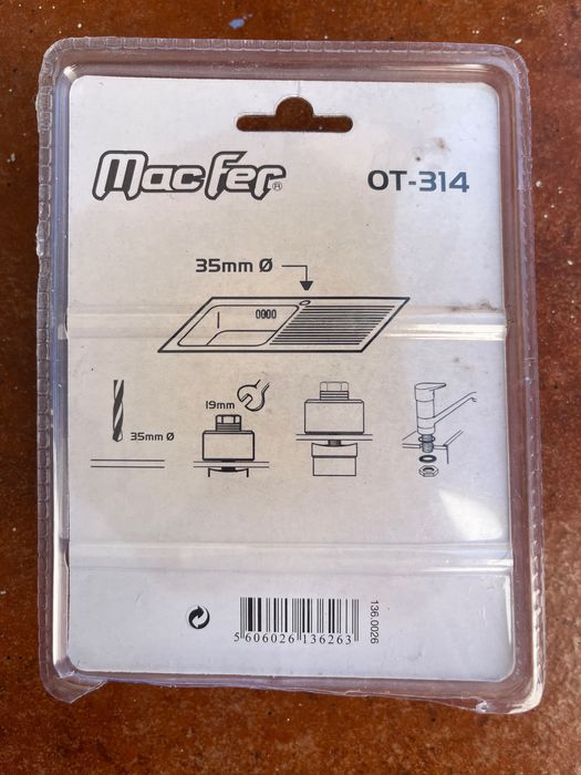 Perfurador chapa c/parafuso para pia cozinha/canalizador