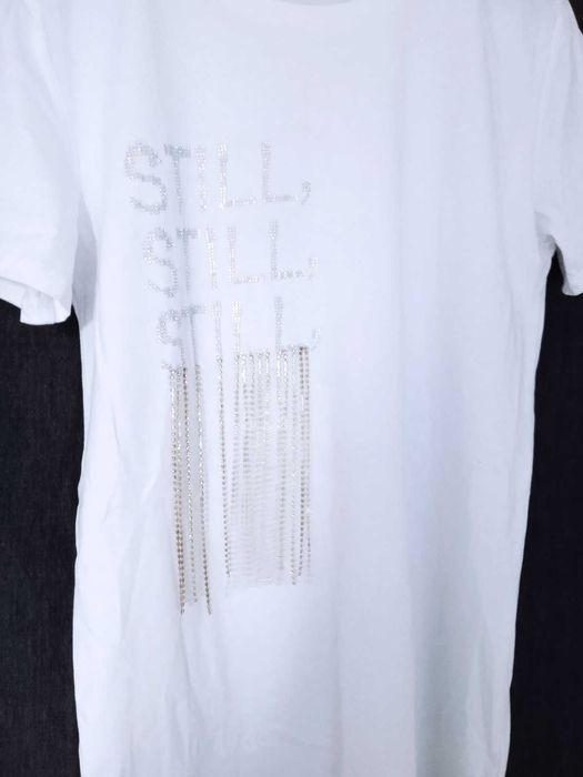 Майка футболка белая Mea Milano с металлическими висюльками