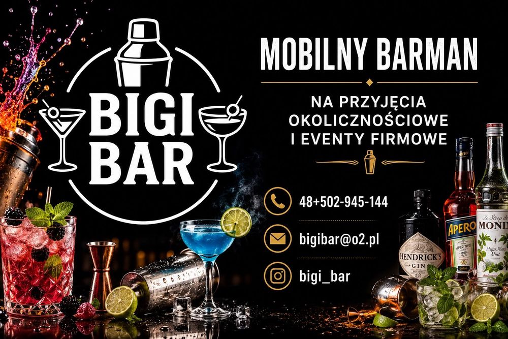 Mobilny barman na wesela, urodziny 18-nastki, 40-stki, 50-tki, eventy
