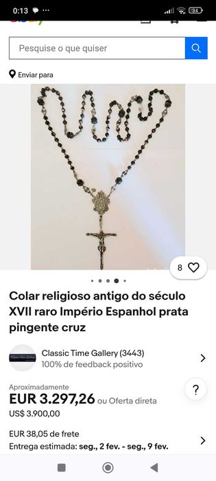 Terço Crucifixo Espanhol Prata Séc XVII Espanha Arte Sacra