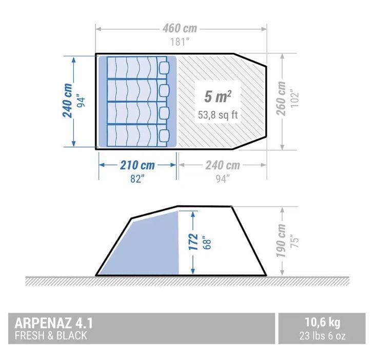 Tenda Decathlon  Arpenaz 4 lugares