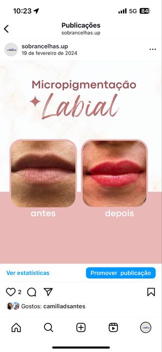 Micropigmentaçao labial e sobrancelhas
