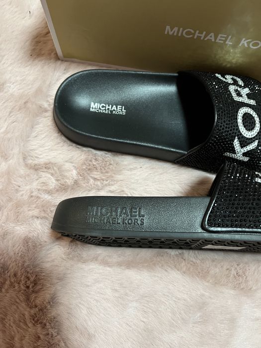 Michael Kors gilmore klapki sandałki z cyrkoniami czarne logo r 36