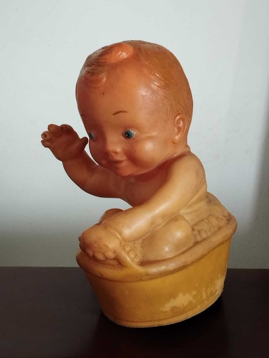Boneco Antigo Borracha Bébé Banheira
