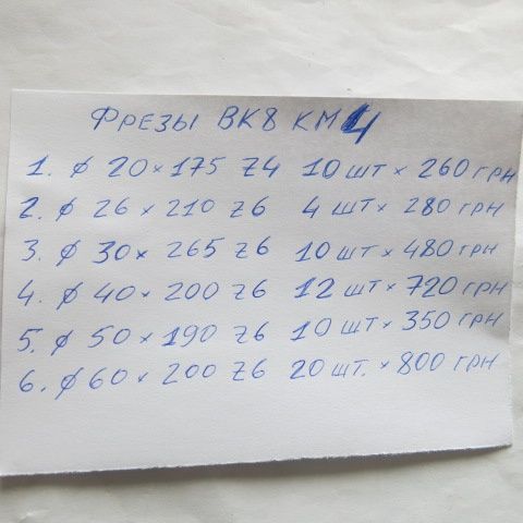 Фрезы с напайками ВК8