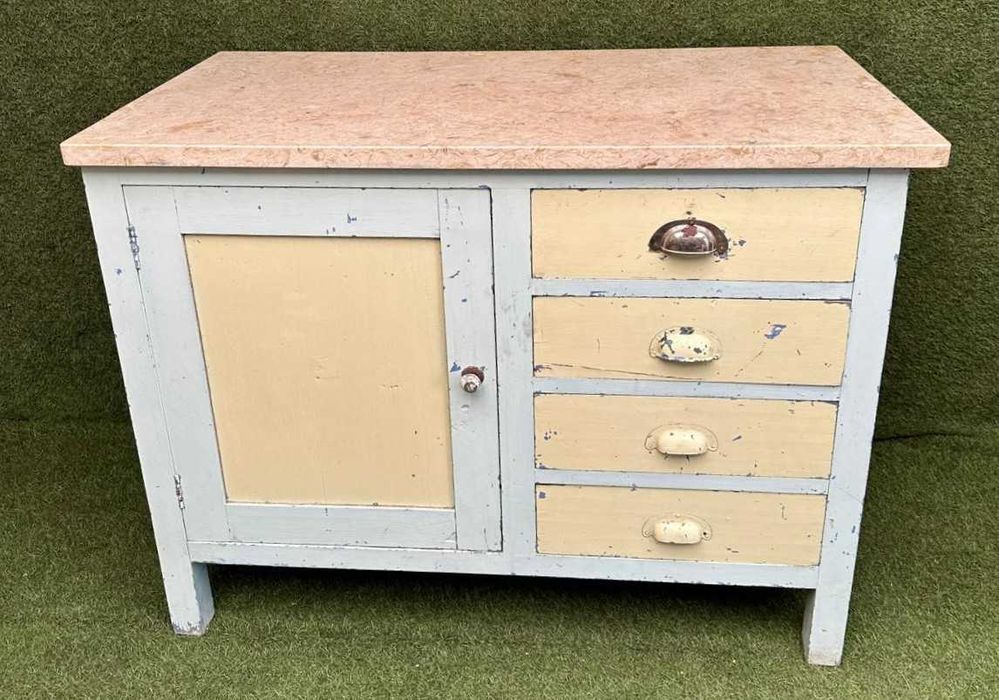 Armario de cozinha, anos 40, tampo em pedra, medidas: 66X110X83 cm