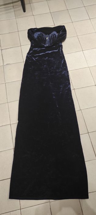 Wieczorowa, długa ,welurowa sukienka