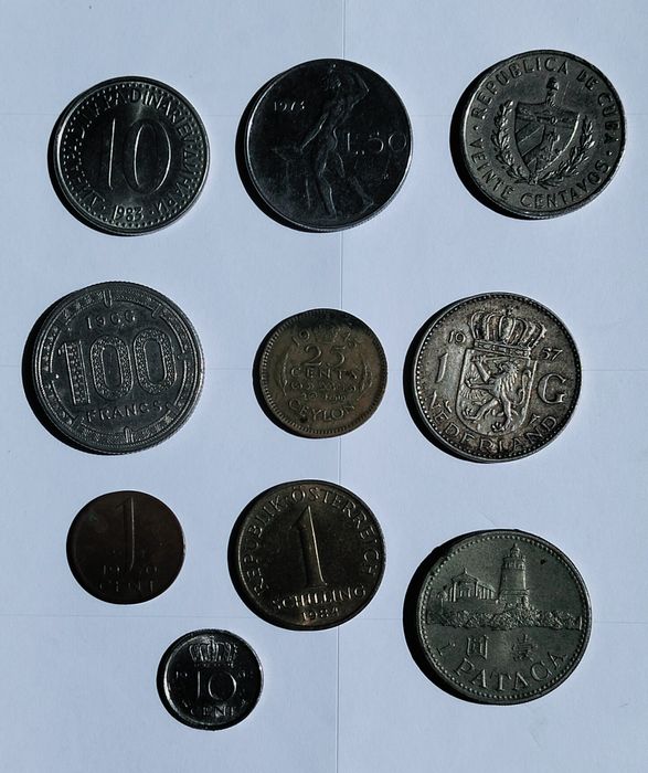 Conjunto 10 moedas vários países antigas