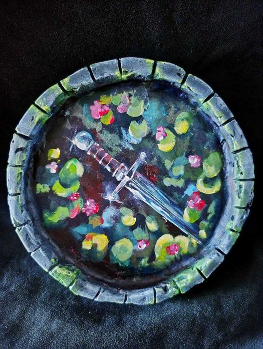 Pintura de uma espada num poço D20 cm
