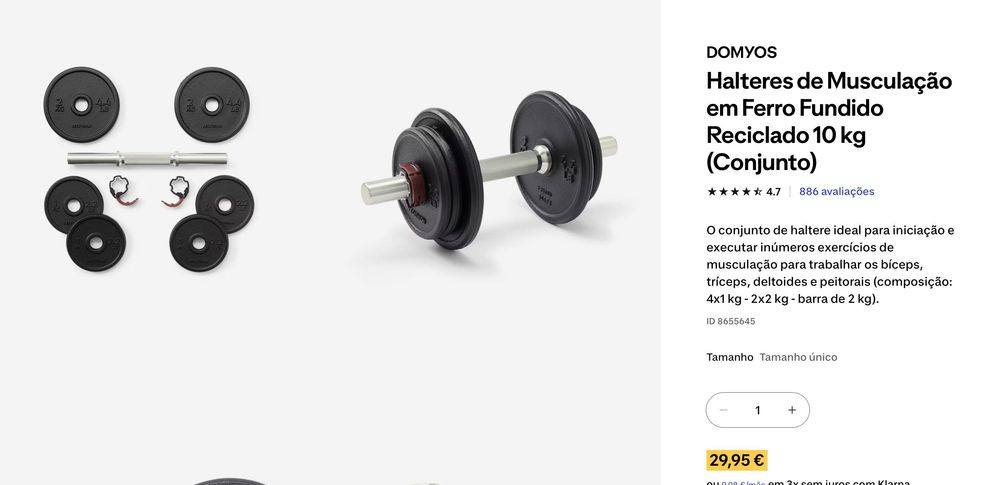 Halteres Musculação DOMYOS 4 x 10KG