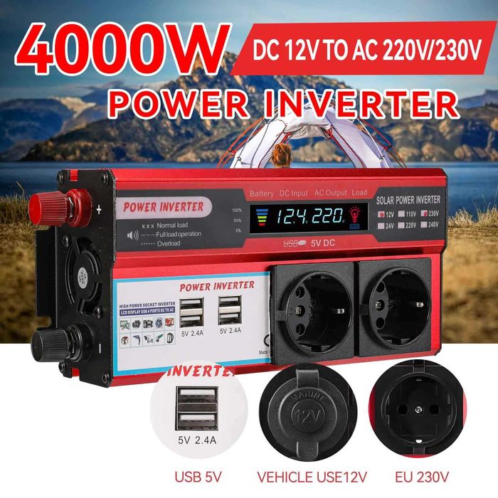 Inversor 12v 220v 4000w USB